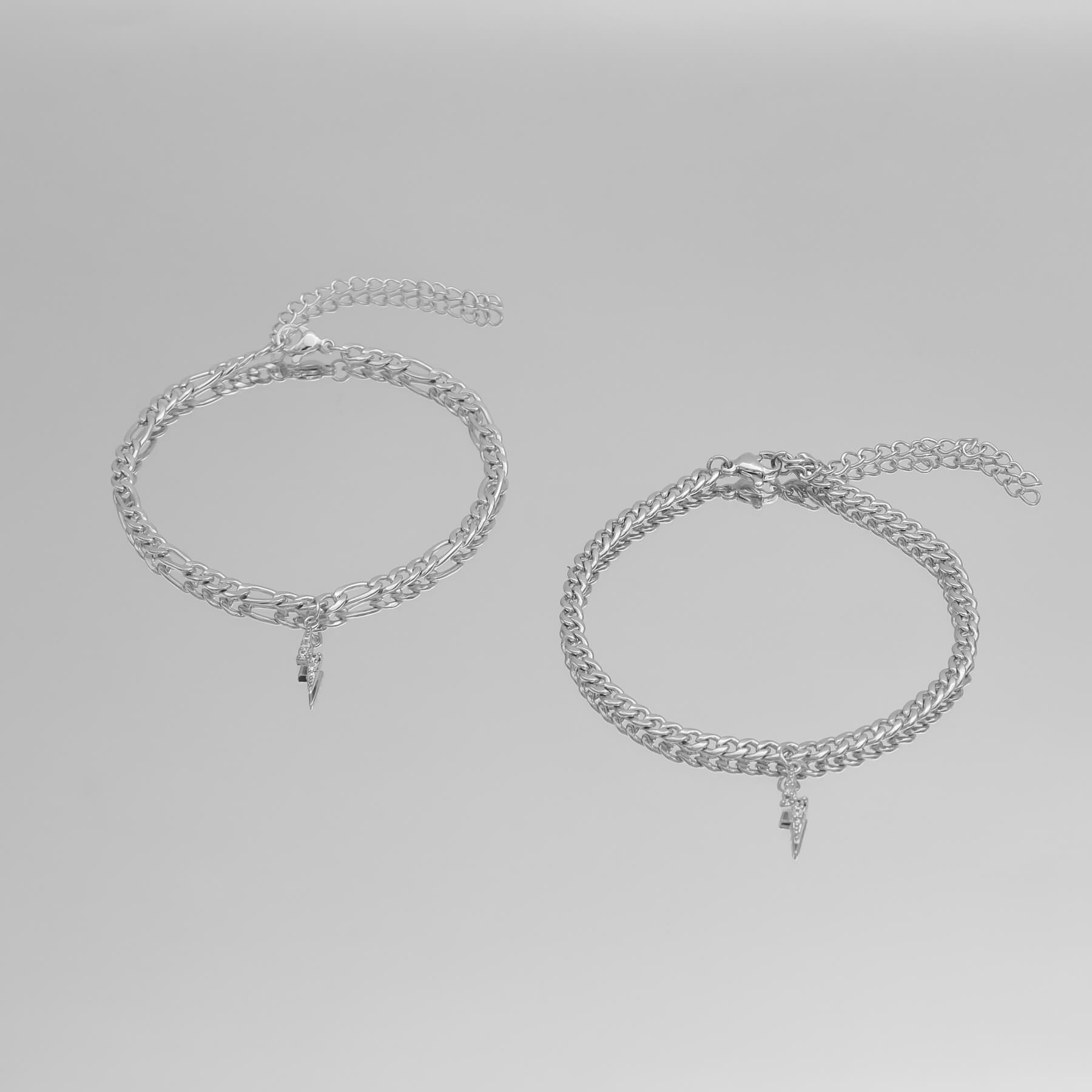 Two ICY Initial Anklet Figaro in Silver