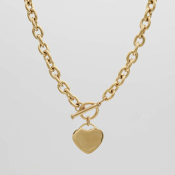 hayley heart t bar necklace in 18k gold plated from prya