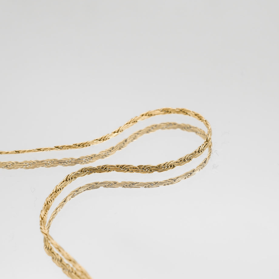 Flat Rope Link Chain, Gold 2mm from PRYA