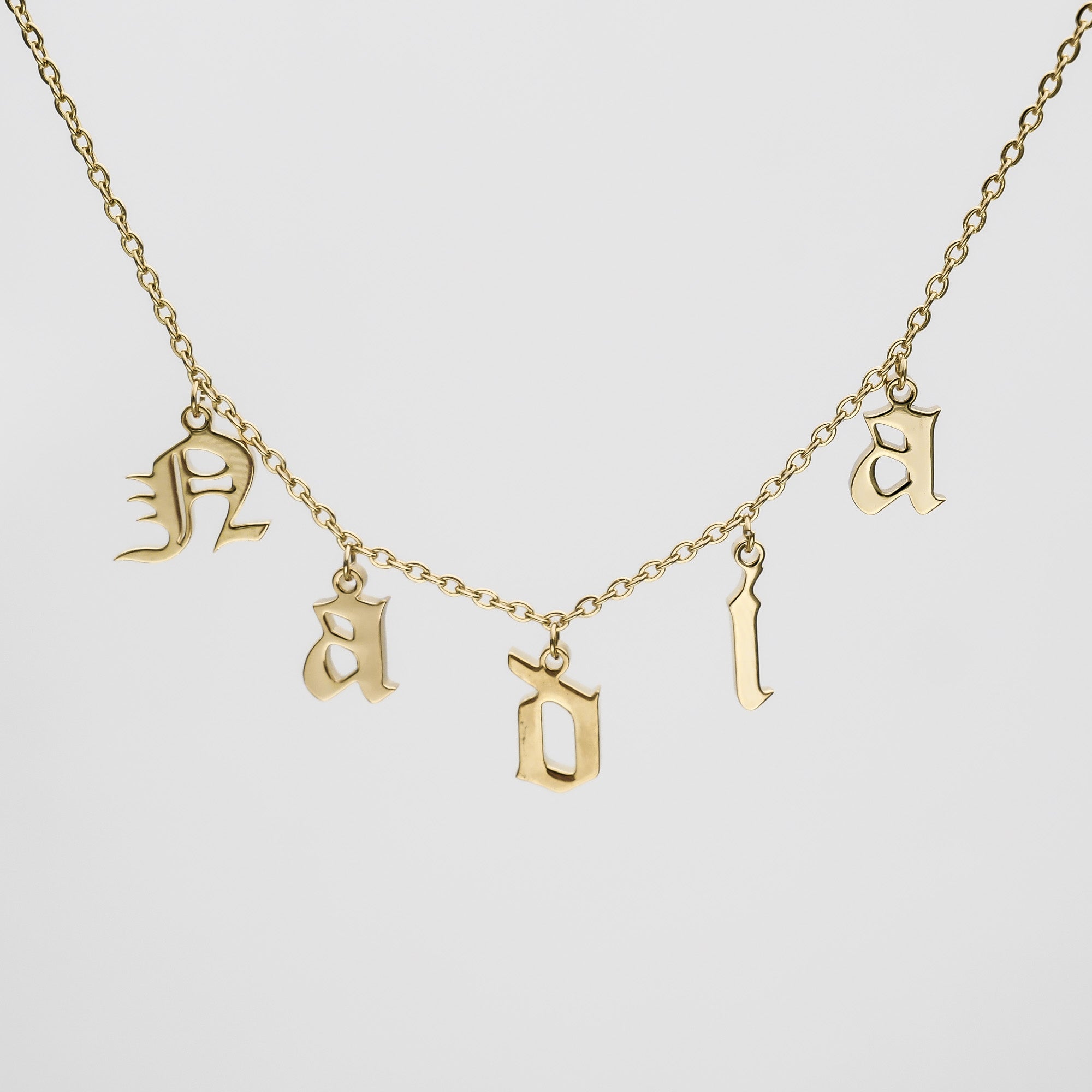 Old English Suspended Name Necklace