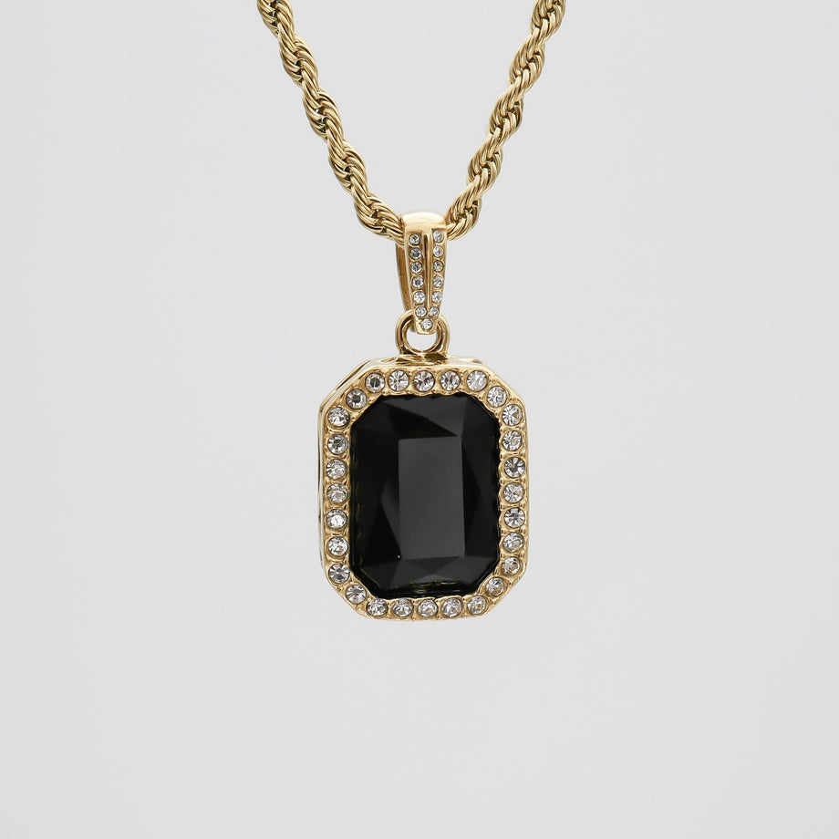 Amelia Onyx Tablet Necklace in gold prya