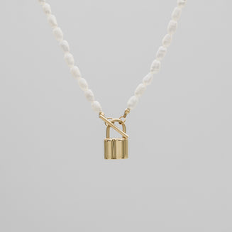 Freya Pearl Lock Necklace