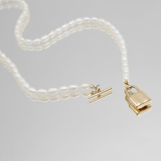 Freya Pearl Lock Necklace