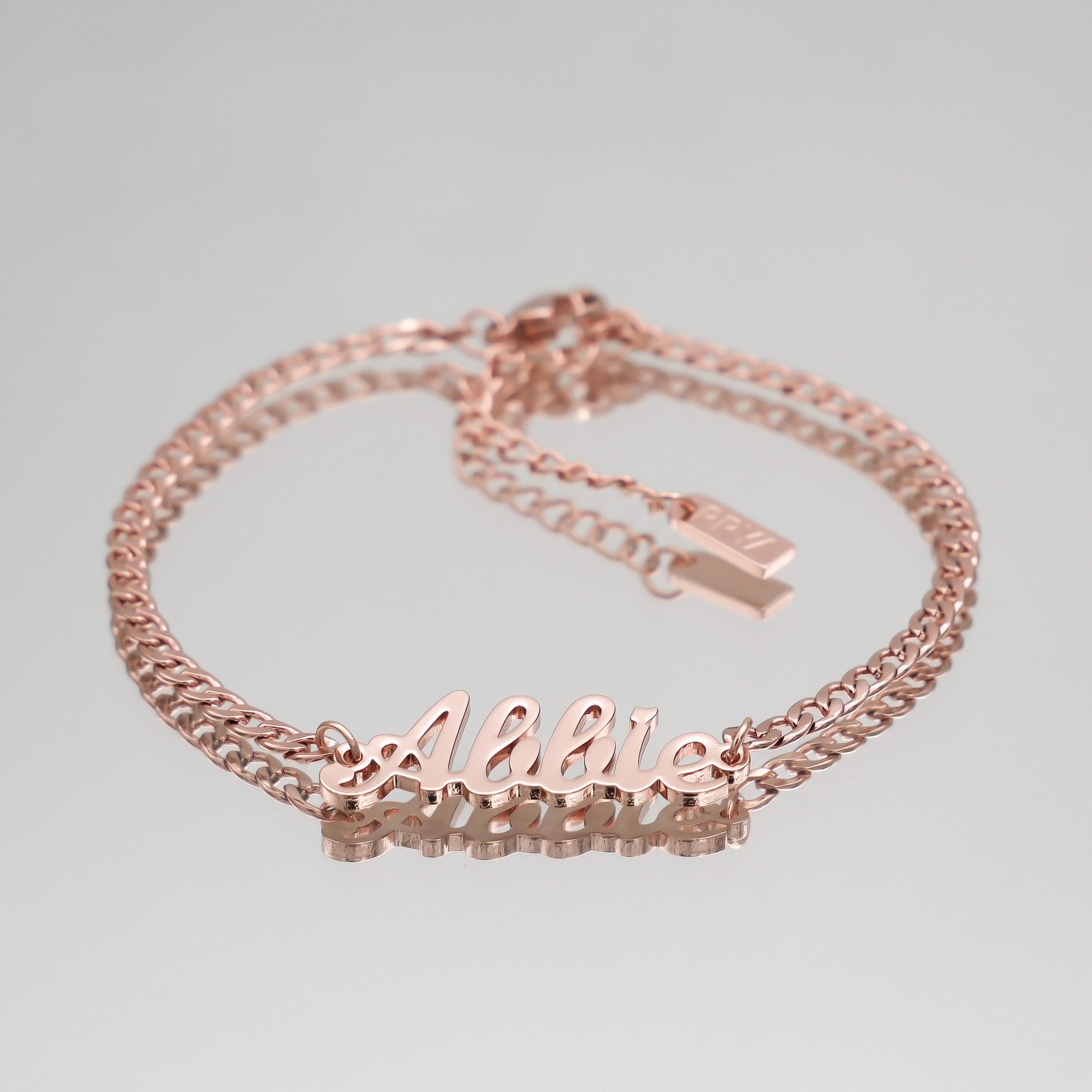 Rose Gold Miami customised name anklet with Cuban chain