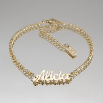 Gold Miami customised name anklet