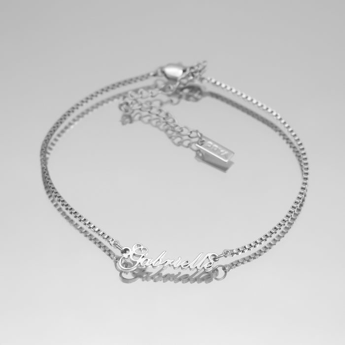 Siena name anklet in silver