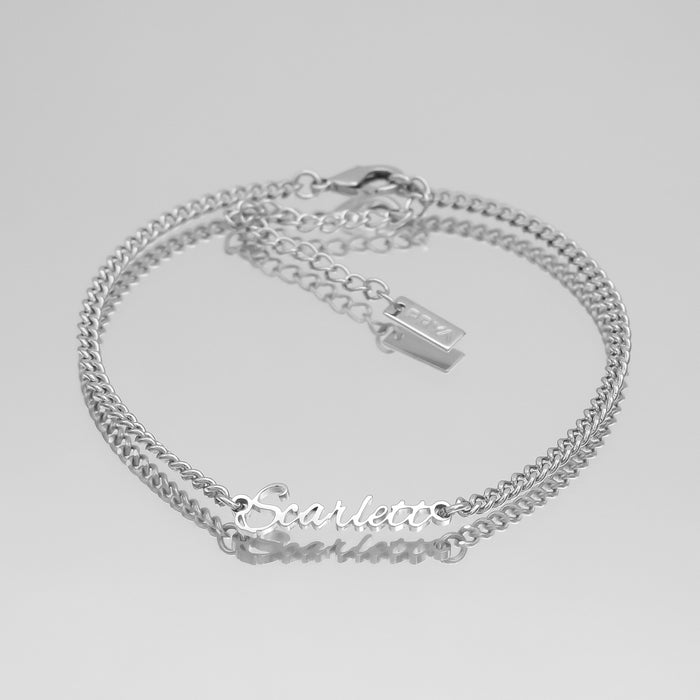 Silver custom name anklet