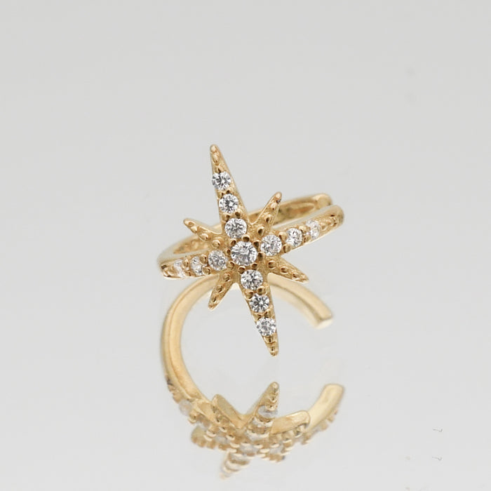 Gold Dainty Star Ear Cuff by PRYA