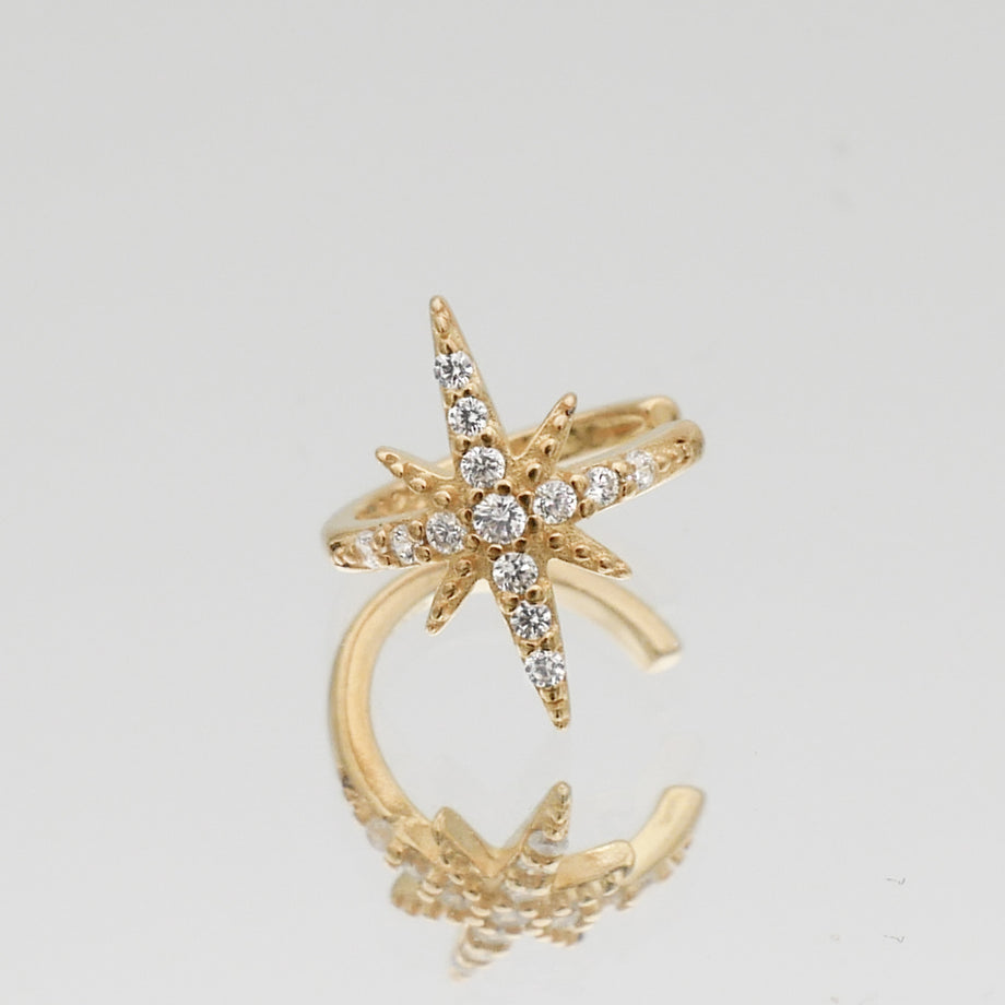 Gold Dainty Star Ear Cuff by PRYA