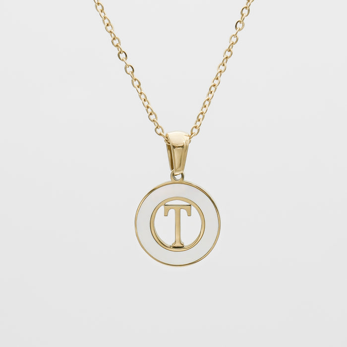 Dainty Mia Opal Initial Necklace, Letter T by PRYA