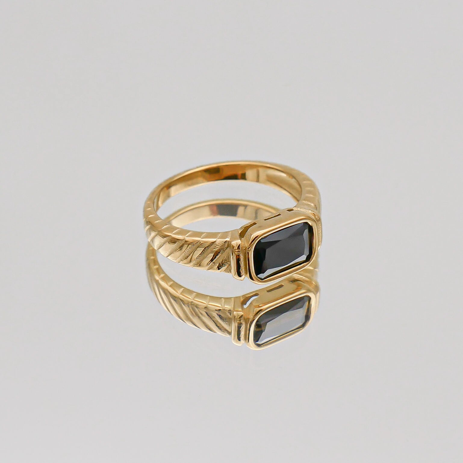 Gold Nora Onyx gemstone Ring by PRYA