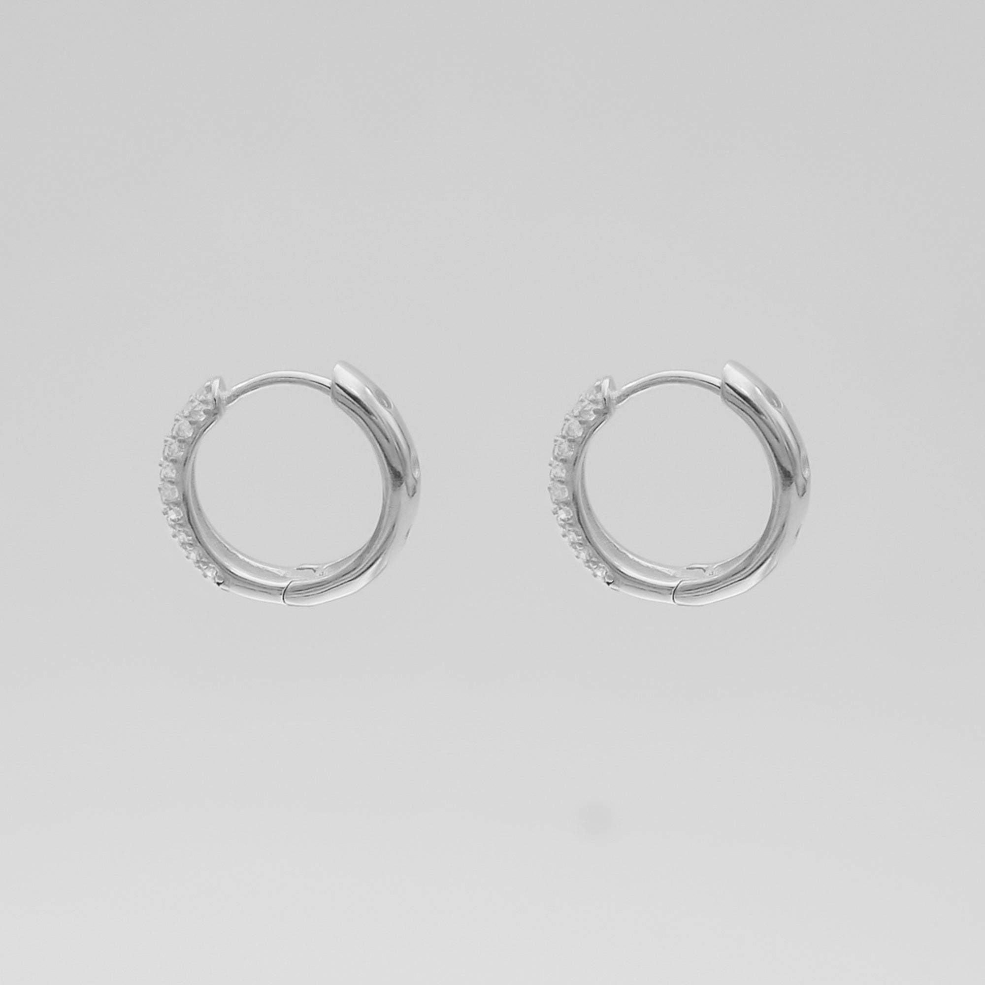 My Daily Styles Stainless Steel Gold-Tone Huggie Hoop Earrings With White CZ