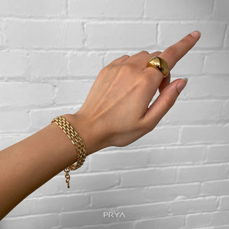 Model wearing Alexa Dome Ring | Gold | PRYA