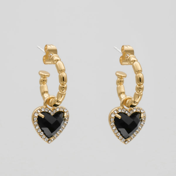 Louisa Onyx Heart Earrings