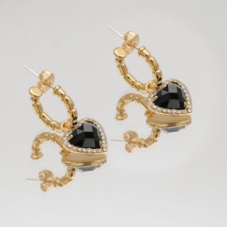 Louisa Onyx Heart Earrings