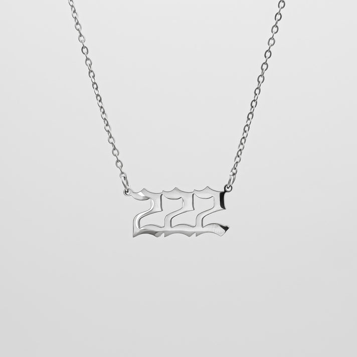 Angel Number necklace available in 18k Gold plated or silver,  number 222, by PRYA