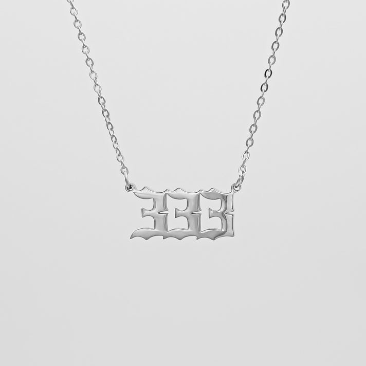 Angel Number necklace available in 18k Gold plated or silver,  number 333, by PRYA