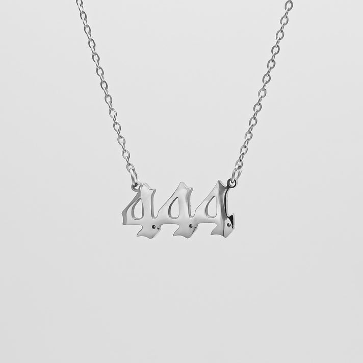 Angel Number necklace available in 18k Gold plated or silver,  number 444, by PRYA