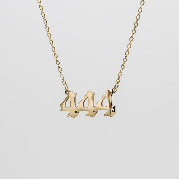 Angel Number necklace available in 18k Gold plated or silver, number 444,  by PRYA