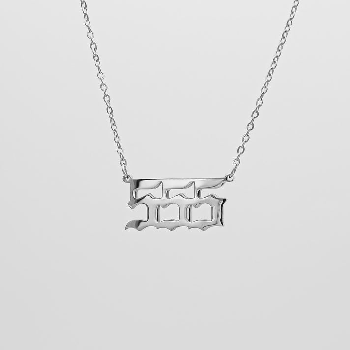 Angel Number necklace available in 18k Gold plated or silver,  number 555, by PRYA