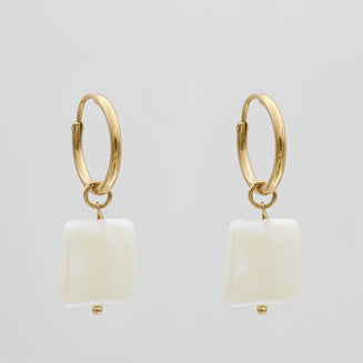 May pearl square earrings