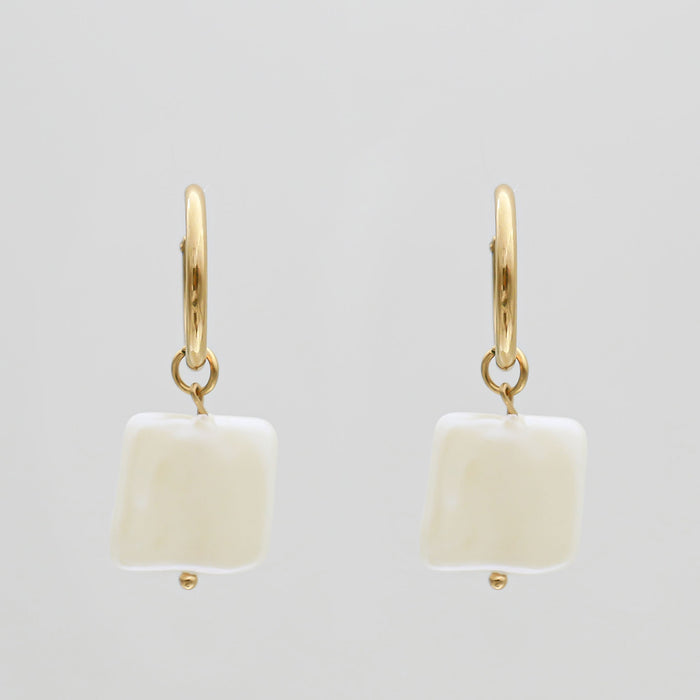 May pearl square earrings