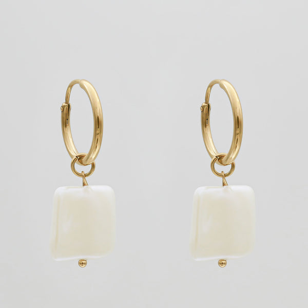 May pearl square earrings