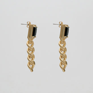 Diana Onyx Tablet Chain Earrings