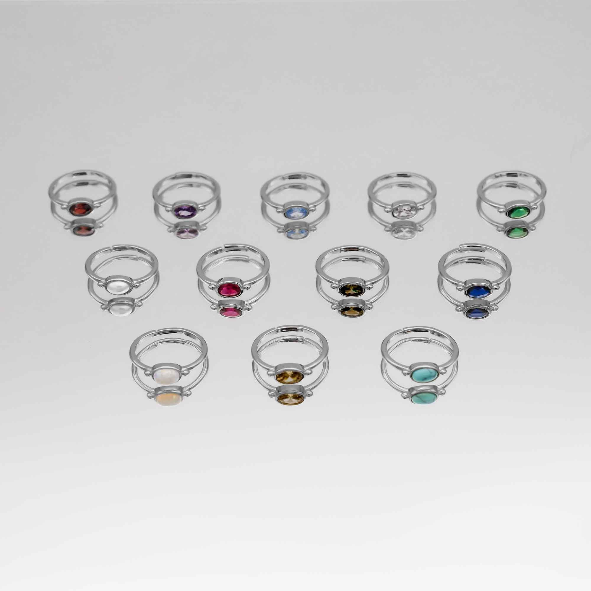 The birthstone jewellery collection of birthstone rings in silver