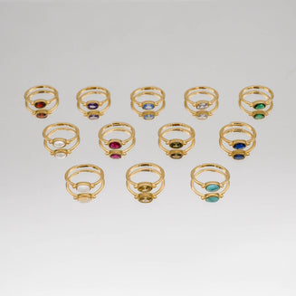 The birthstone jewellery collection of birthstone rings in gold