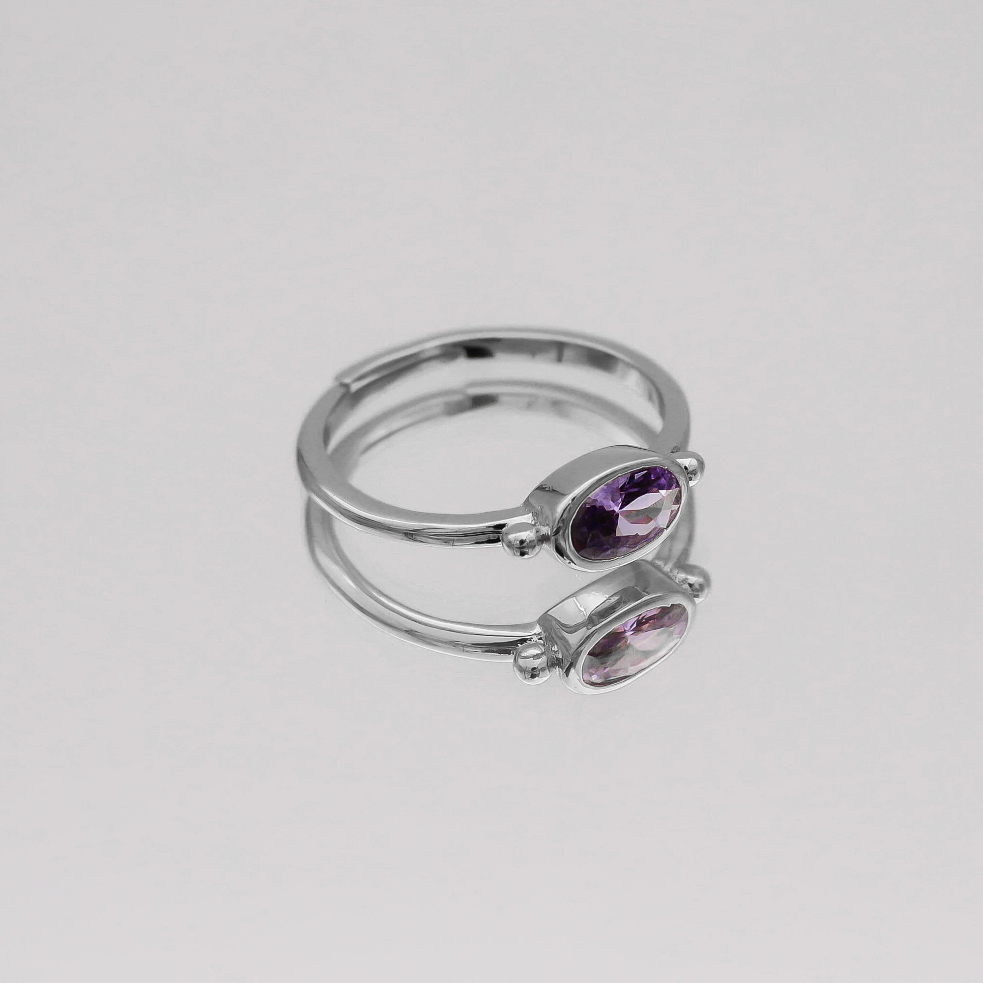 Birthstone ring silver for February