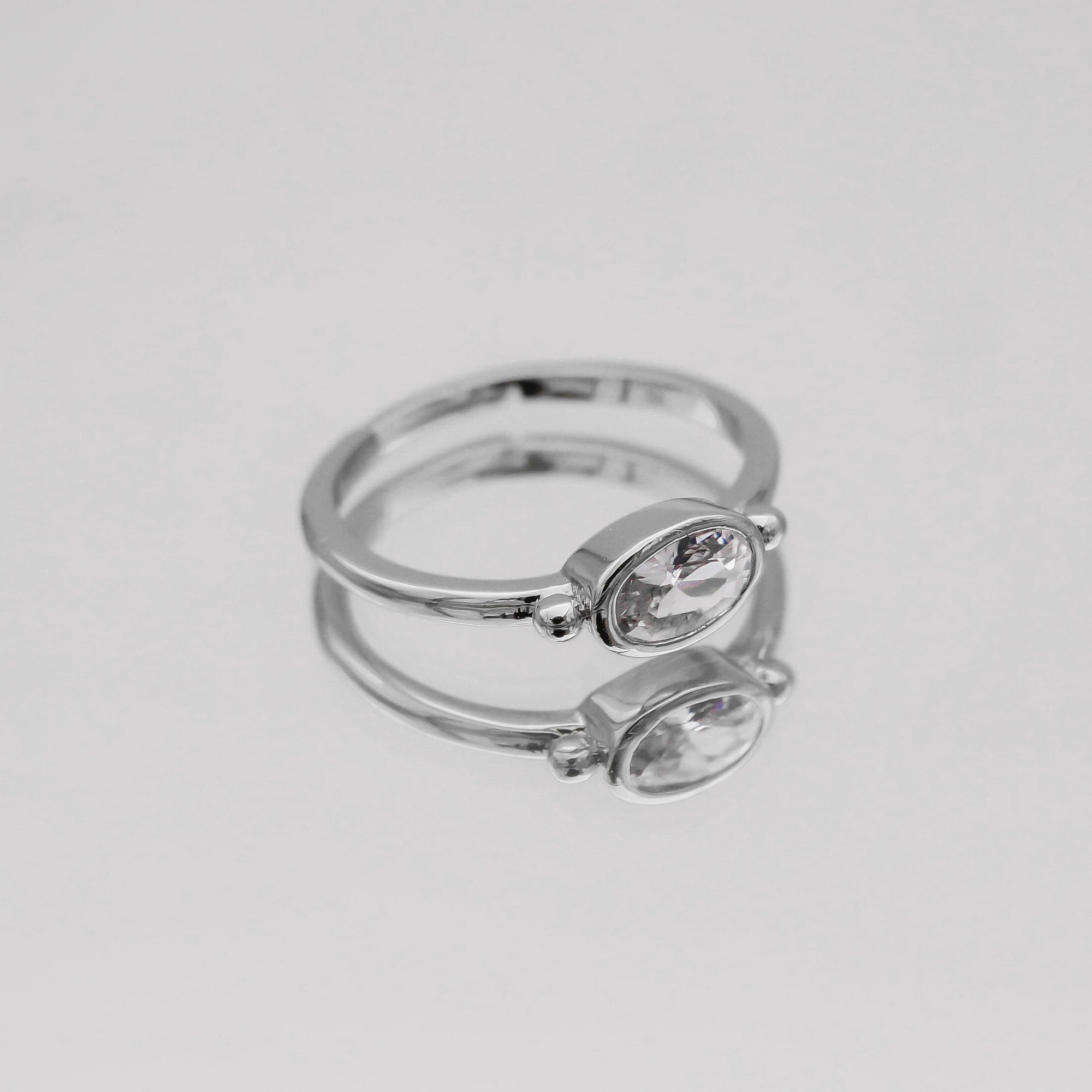 Birthstone ring silver for April
