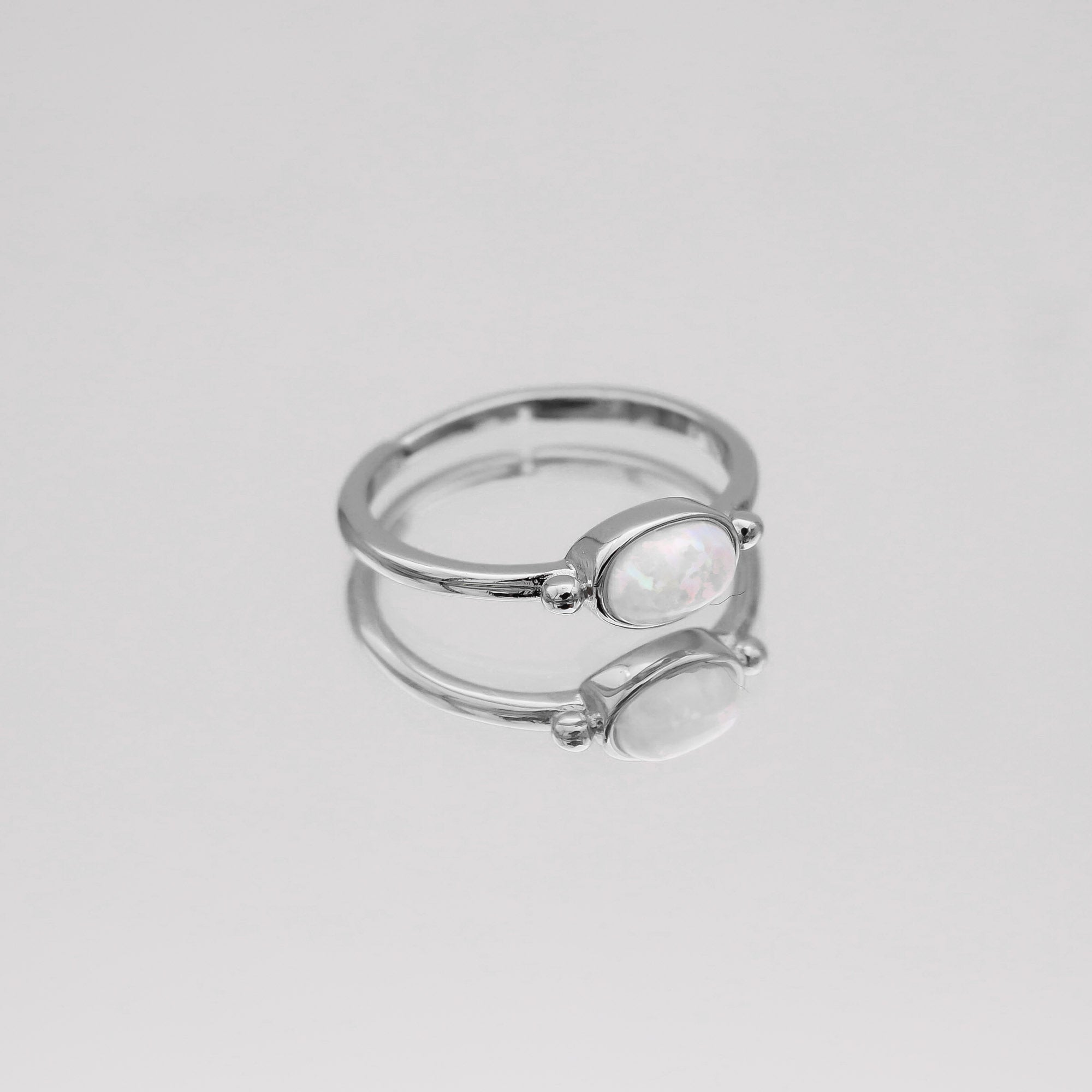 Birthstone ring silver for October
