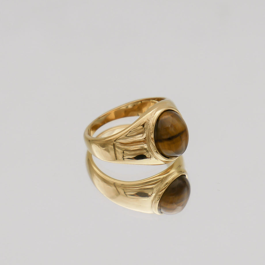 Amber Tiger Eye Signet Ring