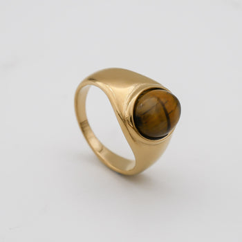 Amber Tiger Eye Signet Ring