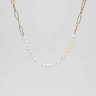 Camila Pearl Paperclip Necklace