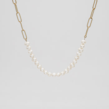 Camila Pearl Paperclip Necklace