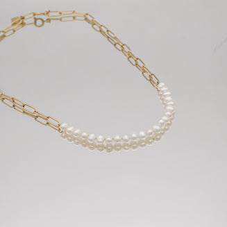 Camila Pearl Paperclip Necklace