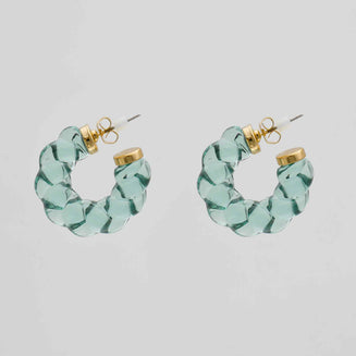 Candi hoop earrings with twisted jelly-like design in blue