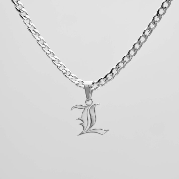 Cubana Initial Necklace in silver plated from PRYA
