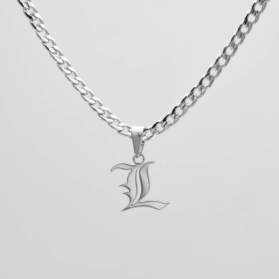 Cubana Initial Necklace in silver plated from PRYA