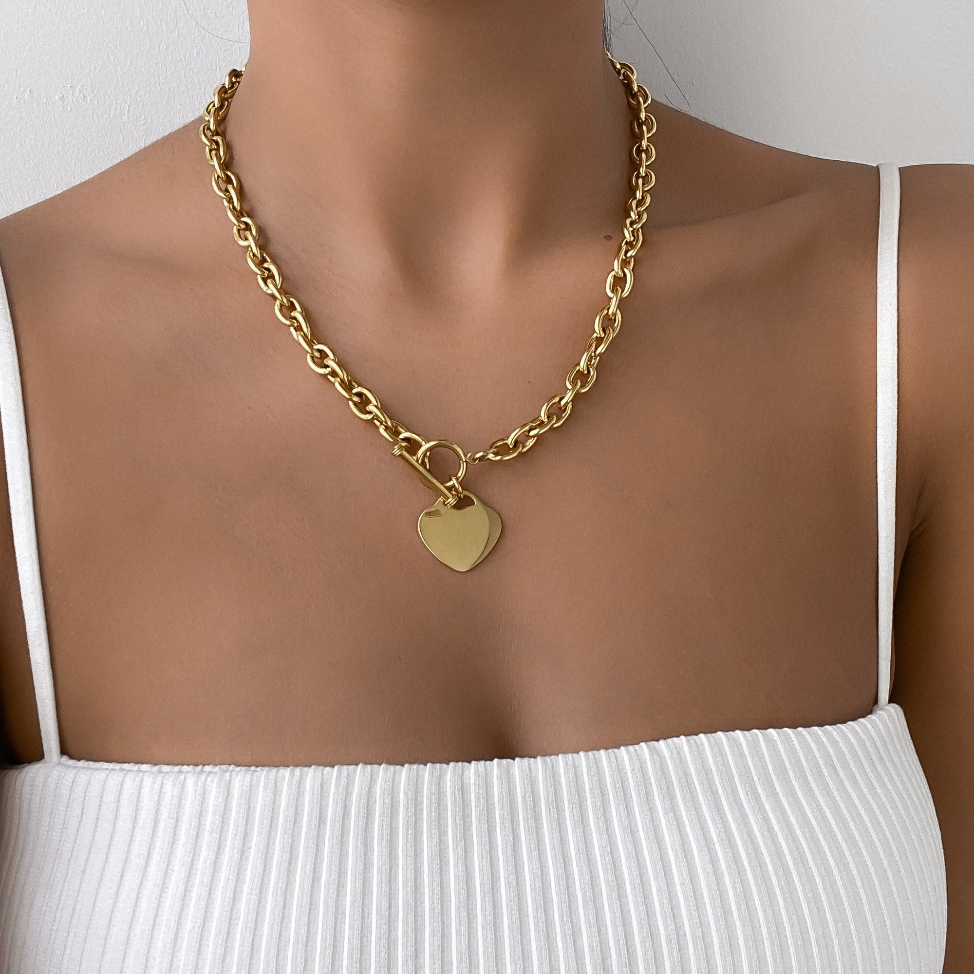 Hayley Heart T-Bar Necklace