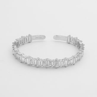 Jada Baguette CZ Bracelet Thick  | Silver | PRYA