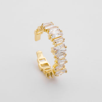 Jada Baguette Cut CZ Adjustable Ring | Gold | PRYA