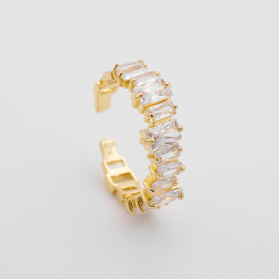 Jada Baguette Cut CZ Adjustable Ring | Gold | PRYA