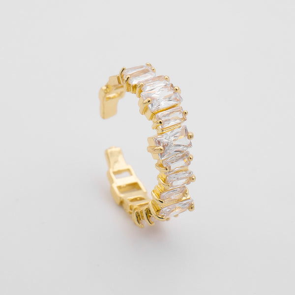 Jada Baguette Cut CZ Adjustable Ring | Gold | PRYA