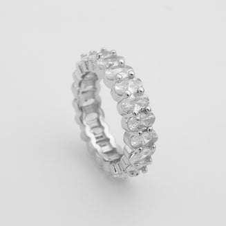 Silver Oval Cut CZ Ring | PRYA