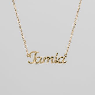 Gold custom name necklace with classic link chain