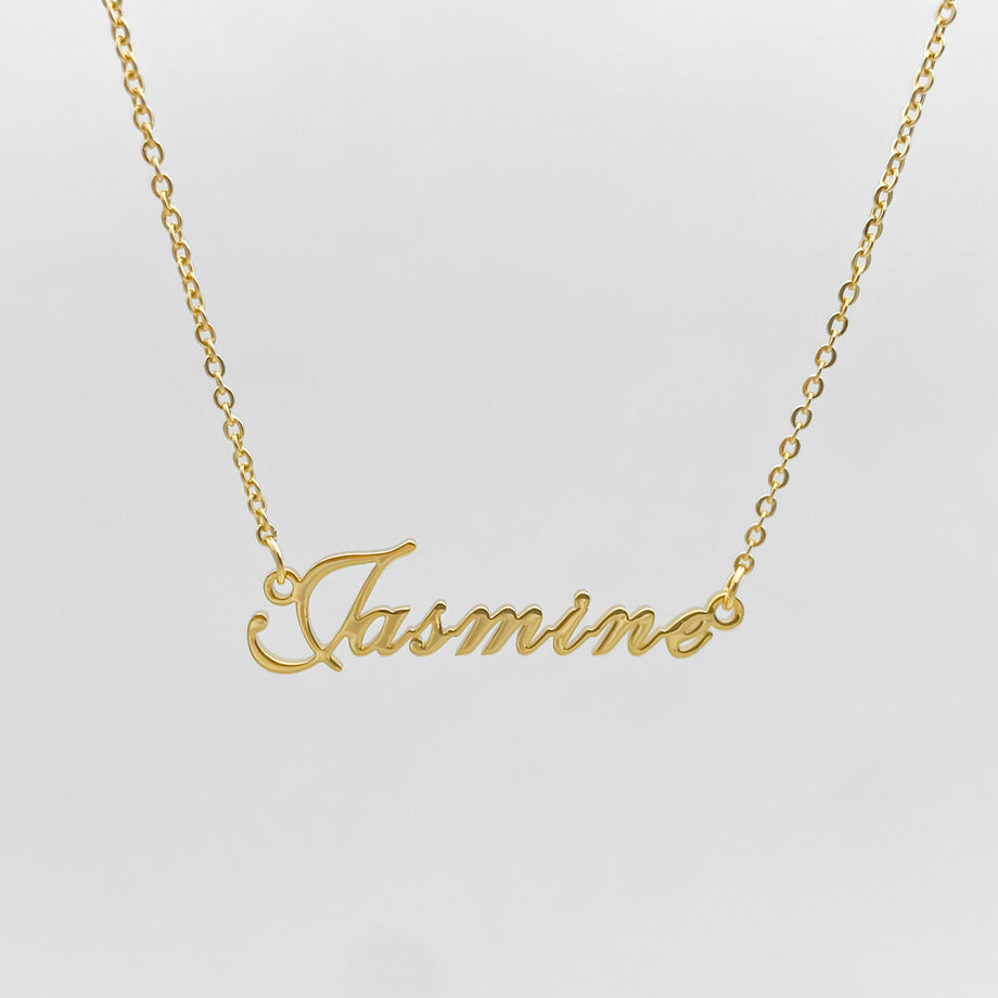 Siena Personalised name necklace in gold with classic link chain by PRYA Jewellery UK