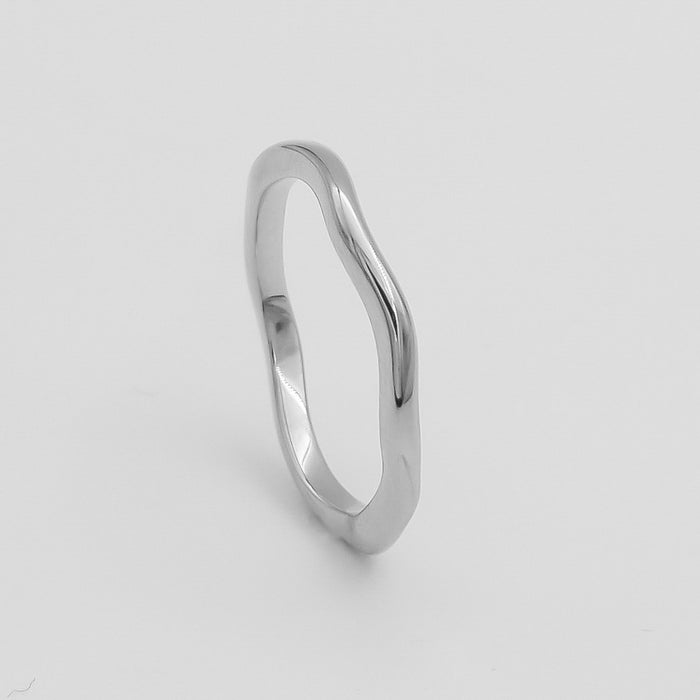 Anaya Curve Squiggle Band Ring in silver plated from prya